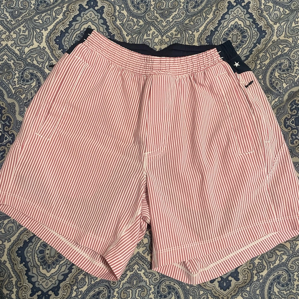 Red and White Striped Shorts